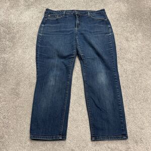 NYDJ Ankle Cropped Denim Jeans Womens 14W Blue Medium Wash Tapered Casual 34x25